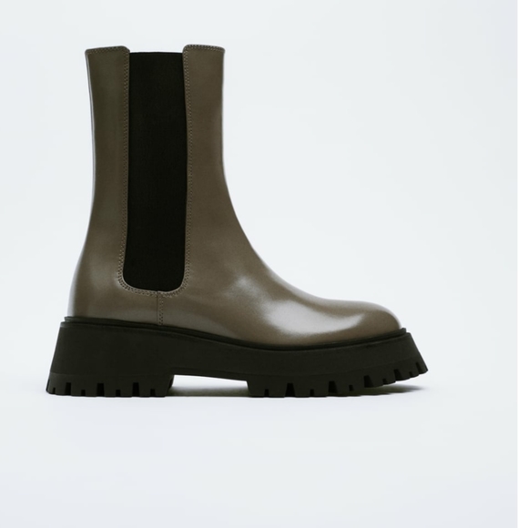 Zara Lug Sole Leather Ankle Boots - Picture 5 of 7